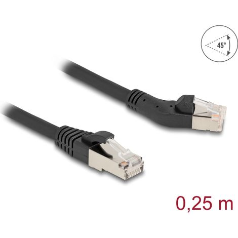 Delock Cable de red RJ45 Cat.6A S/FTP macho 45Â° en Ã¡ngulo izquierdo a macho recto 0,25 m negro