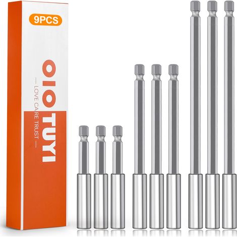 Lot de 9 rallonges magnétiques porte-embout long 5/10/15 cm Extension d'embout pour visseuse sans fil Porte-embout magnétique (1/5)
