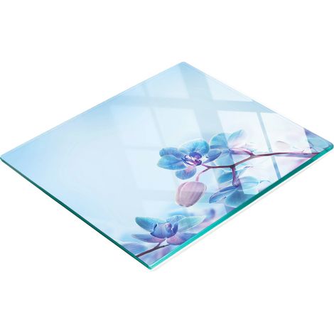 Tabla de cortar de cristal para cocina con estampado de orquídeas tropicales, 60x52 cm. (1/5)