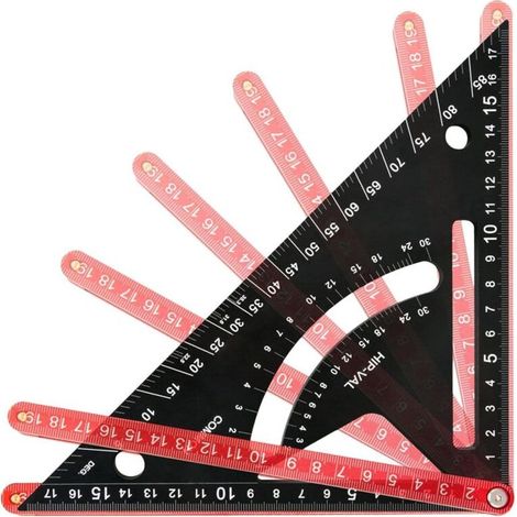 Équerre de charpentier, équerre de traçage combinée pour charpentiers, règle triangulaire réglable pour mesurer les angles, accessoires de menuiserie pour le bricolage et la construction (1/4)