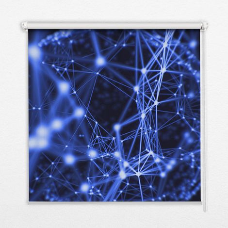 Tenda a Rullo Interna per Finestra - Tenda Filtrante Luce - Tenda Privacy - Tenda Decorativa Rettangolare - Rullo per Interni - (140 cm x 140 cm) - Punti blu collegati da linee