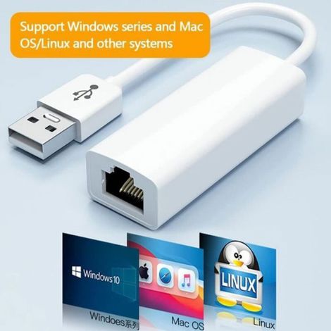Adaptateur USB Ethernet - USB 2.0 vers RJ45 - 10 100 Mbps - Pour Ordinateur Portable et PC - 1 Pièce (1/5)