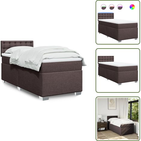 Boxspringbett mit Matratze Dunkelbraun 100x200 cm Stoff - Boxspringbett - Doppelbett - Bettenrahmen - Liegefläche 100x200 Cm - Dunkelbraun (1/5)
