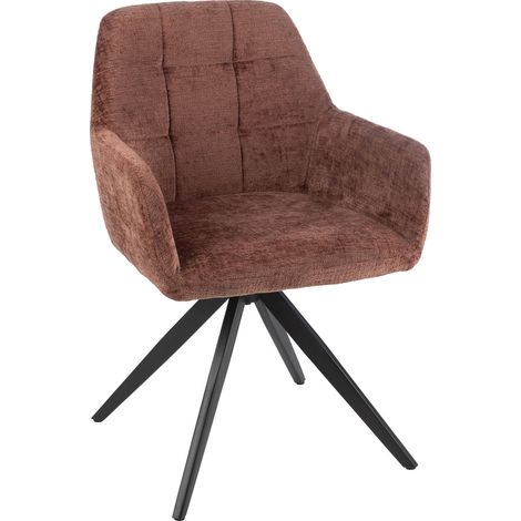 Chaise lounge marron en acier et tissu aspect velours confortable - Marron chocolat effet velours (1/5)