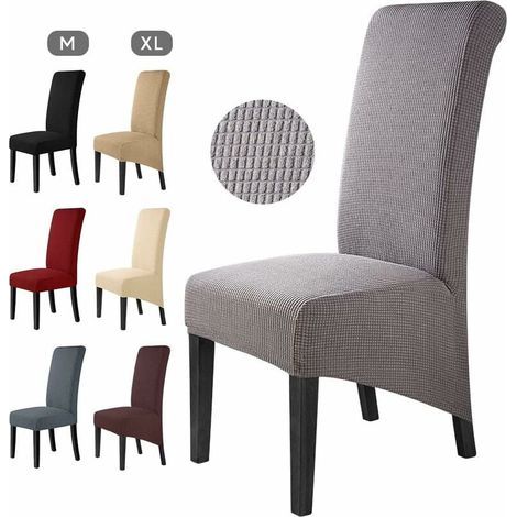 Housse de Chaise 4 Pièces Salle à Manger Jacquard Extensible Amovible Lavable Couverture de Chaise Univers Protection de Chaise pour Mariage,Cuisine, Banquet-Grande (Gris, 4Pièces) (1/5)