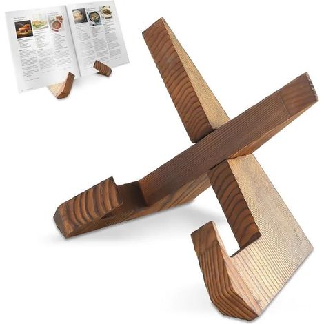 Support de livre en bois, présentoir élégant pour livres de cuisine et autres, idéal pour vos créations culinaires. (1/5)