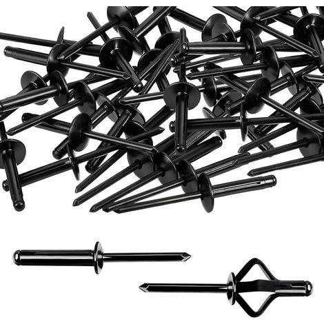 Lot de 60 rivets aveugles en aluminium - Noir - Pour industrie, automobile, meubles, construction (1/5)