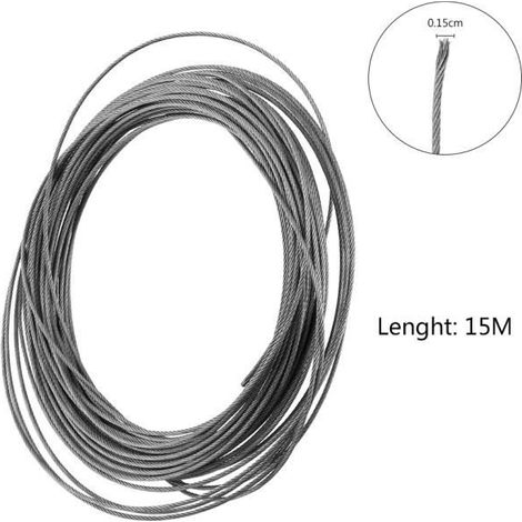 Câble en acier inoxydable - 15 mètres - 1,5 mm - Durable - Résistant à la rouille (1/2)