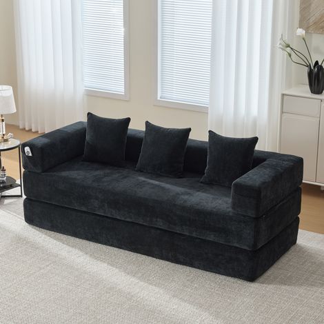 Canapé modulaire en chenille, poches latérales, antidérapant, confortable, pour salon et zone de jeux (1/5)