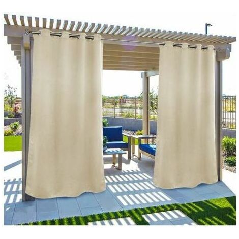 Rideaux d'extérieur Jardin Patio Gazebo Rideaux occultants Coupe-vent Protection UV Résistant à la moisissure Rideaux isolés avec boutonnières 132,1 x 213,4 cm 2 panneaux Beige (1/4)