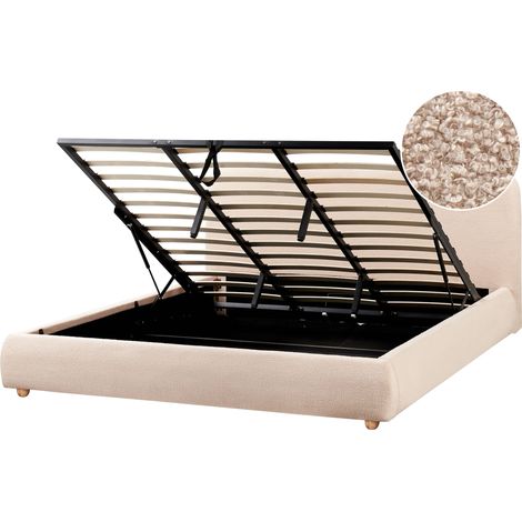 Cama con almacenaje minimalista moderno 180 x 200 cm bouclé beige Blagnac