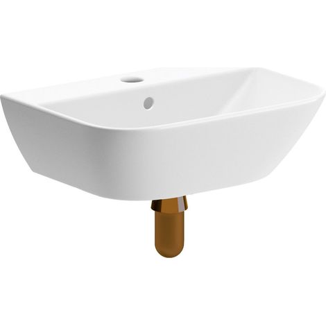 Signature Aztec Wall Hung Cloakroom Basin and Brushed Bronze Bottle Trap 450mm Wide - 1 Tap Hole (1/2)