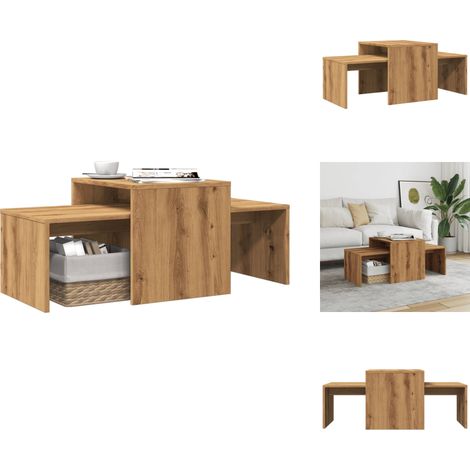 Table basse chêne artisanal 100x48x40 cm bois d'ingénierie - Table Basse - Tables Basses - Table D'appoint - Table De Canapé (1/5)