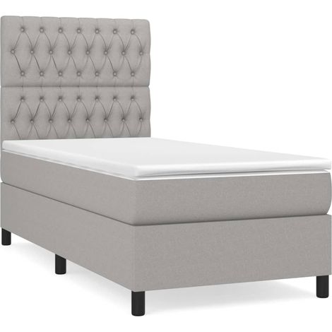 Maison Exclusive - Cama box spring con colchón tela gris claro 10