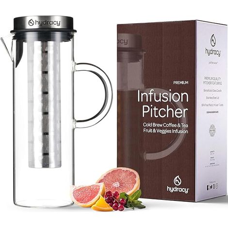 Cafetière pour Café ou Thé Glacé - Carafe à Infusion de Fruits en Verre Borosilicate et Acier Inox - Tubes infuseur Interchangeables - pour la Maison et la Cuisine (1/5)