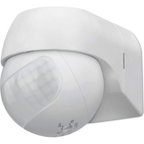 1 détecteur de mouvement infrarouge, montage en saillie, angle 180°, ip44, intérieur/extérieur, blanc