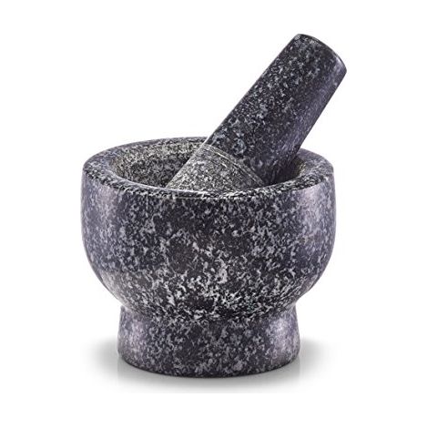 Zeller 24504  Set di mortaio e pestello, granito, antracite, 9 x 9 x 6.5 cm, 2 unità (1/3)