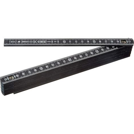 Mètre pliable conçu en fibre résistante, longueur de 2 mètres, couleur noire, léger et pratique pour les mesures manuelles et les travaux de bricolage. (1/2)