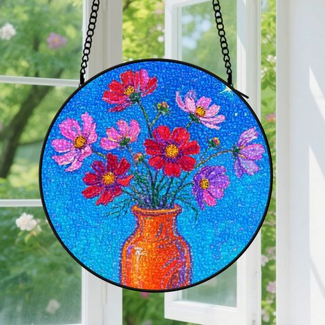9cm Suspension décorative vitrale pour fenêtre, décoration pour maison, patio et jardin, cadeau pour amis et famille (1/5)
