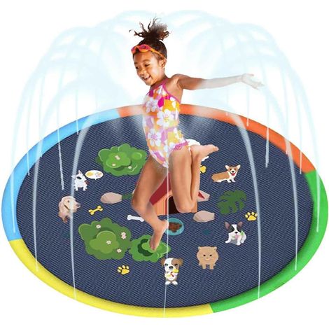 Grande aire de jeux aquatiques pour chiens en extérieur - Arroseur amusant et épais de 170 cm pour chiens (1/5)