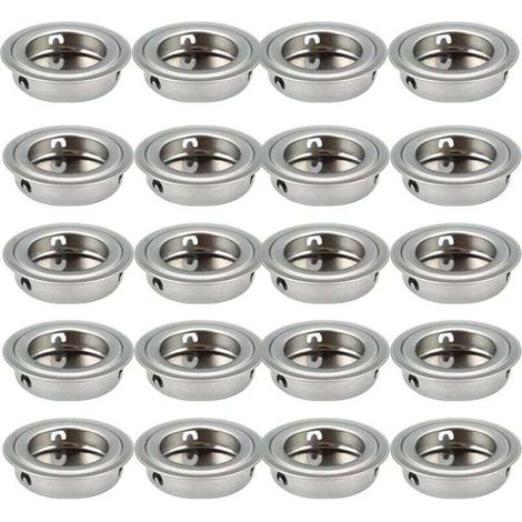 20pcs Poignées Rondes Encastrables pour Porte Coulissante, en Acier Inoxydable, Diamètre 35mm (1/4)
