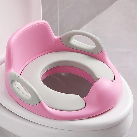 Abattant WC Enfant - 1 Pièce - Polypropylène Rose - Avec Poignée Et Protection - Pour 1 À 8 Ans - 37x33x16 Cm (1/5)
