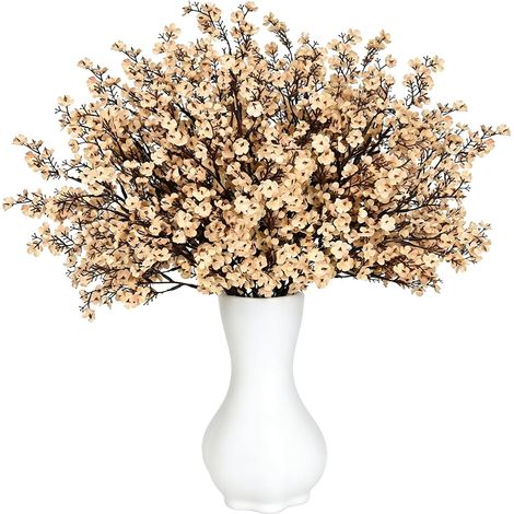 Lot de 8 bouquets de fleurs artificielles gypsophiles pour arrangement floral, mariage, fête, cuisine, centre de table (champagne) (1/5)