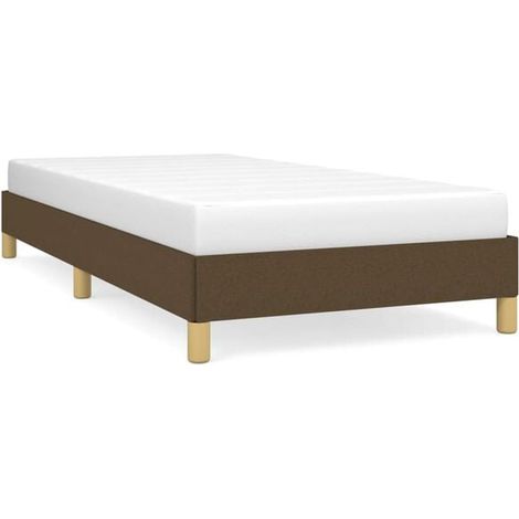 Cadre de lit en tissu marron foncé (matelas non inclus), dimensions 80 x 200 cm (1/5)