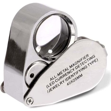 Loupe de bijoutier 40x loupe pliante pour les yeux de bijoux avec lumière LED éclairée (détection de devise par LED / bijoutiers identifiant le type Lupe).DOLASO