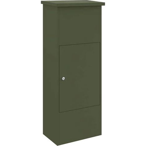 Boîte de dépôt de colis vert olive, 44,5 x 29 x 110,5 cm, acier. (1/5)