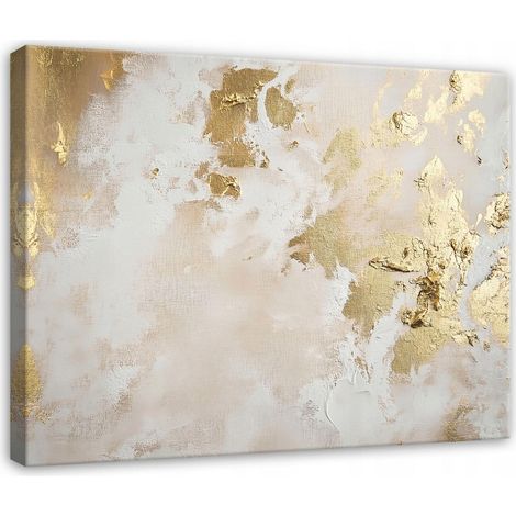 Peinture pour salon chambre cuisine sur toile Murale abstraite or 100x70