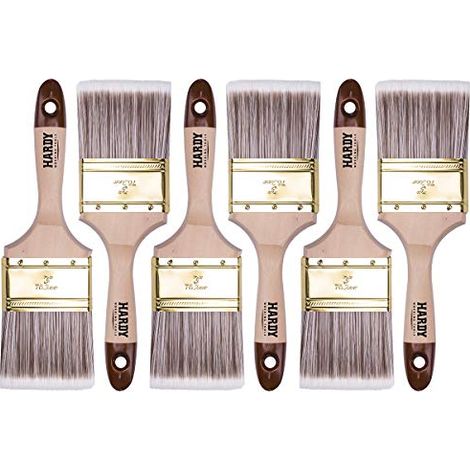 HARDY WORKING TOOLS Set de pinceaux plats 6 pieces, 6 pieces - 75 mm de largeur, Set de pinceaux peints avec manche en bois, pinceaux vernis Serie 45, 6PCS, jeu de pinceaux A0205-450630 (1/5)