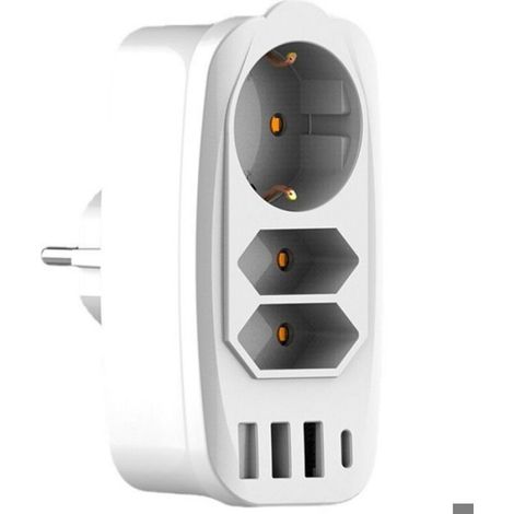 Prise Murale Européenne - Convertisseur Multi-Ports 3 Prises - 250 V 16 A - Pour Usage Domestique - 1 Pièce