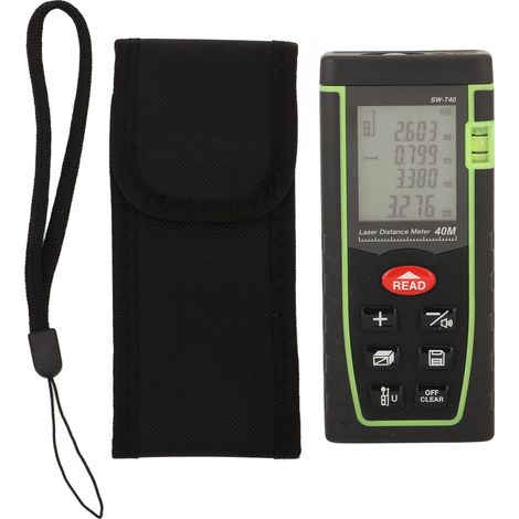Télémètre laser, instrument de mesure infrarouge portatif, règle électronique, échelle laser, laser classe II, laser type 2, 630-670 nm, 1mWSW-T40, emballage en anglais. (1/5)