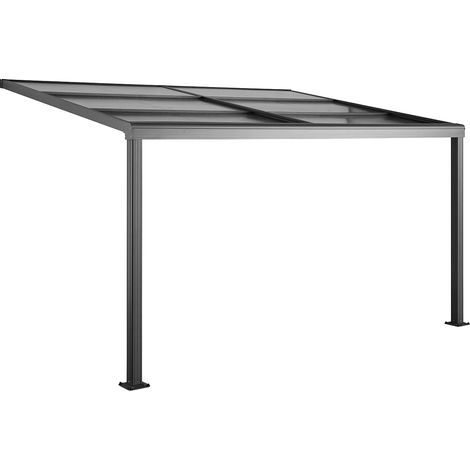 Pergola addossata in alluminio con tetto scorrevole 12 m² Antracite - IZEDA