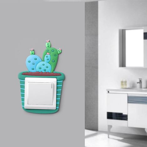 Sticker adhésif souple et lumineux pour interrupteur, motif cactus, idéal pour décorer salon et chambre. (1/5)