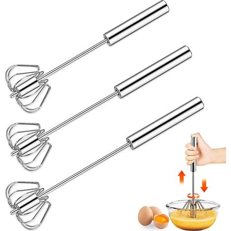 Frusta semiautomatica, 3 pezzi in acciaio inox, frusta da cucina professionale, frusta rotante, utensili da cucina e da cucina per cuocere, mescolare, mescolare (34 cm/30 cm/27 cm)