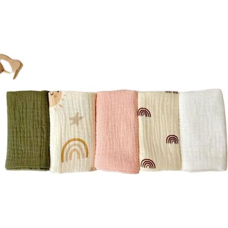Set di 3 asciugamani viso in mussola per neonati - set di asciugamani per neonati - asciugamani viso e bagno 25 x 25 cm - asciugamani viso riutilizzabili per neonati - 100% cotone - morbidi e traspira (1/5)