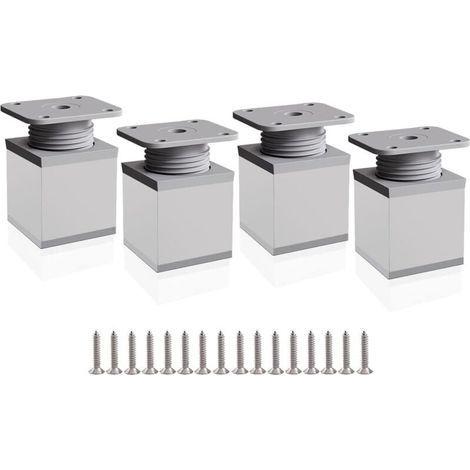 Höhenverstellbare Möbelfüße, 4 Schrankfüße, 50 mm, höhenverstellbar 0-20 mm, Aluminium-Tischfüße für Schreibtische, Sofas und DIY-Möbel (1/4)
