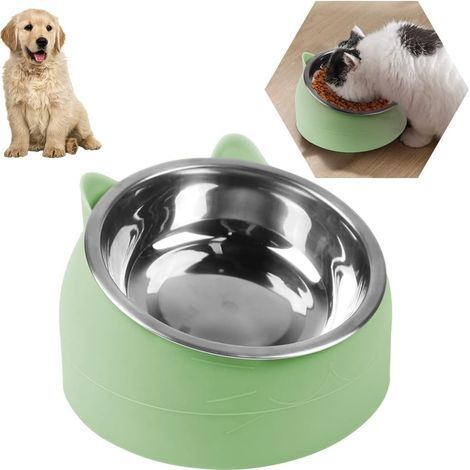 Tilted Cat Bowl, Stainless Steel Cat Bowl, Pet Bowl Set, 15° Tilted Raised Stand Detachable Bowl for Cats and Dogs, Small Dog Bowl 200ML (1/5)