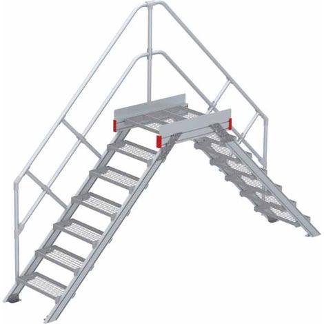 Euroline 512 Überstieg 45° 600mm Stufenbreite 2x7 Stufen Stahl Gitterrost