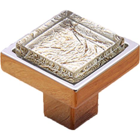 Crystal Square Door Knob Drawer Cupboard Wardrobe Furniture Pull Handle (White, S) (1/3)