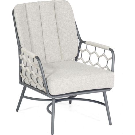 Sonnenpartner Yale Loungesessel Relaxsessel Aluminium mit Polyrope silbergrau