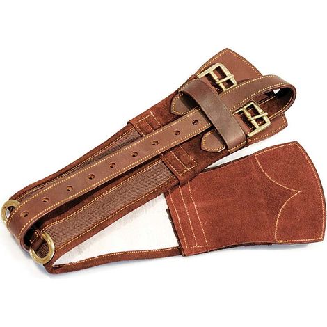 Sottopancia in tela per sella australiana con fibbie in ottone e finiture in cuoio: 30" = 76 cm, Nero