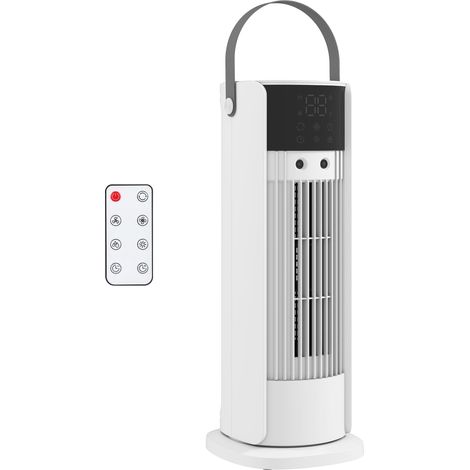 Ventilateur de table colonne avec brumisateur, ventilateur de bureau 3 vitesses, oscillation 90°, blanc (1/2)