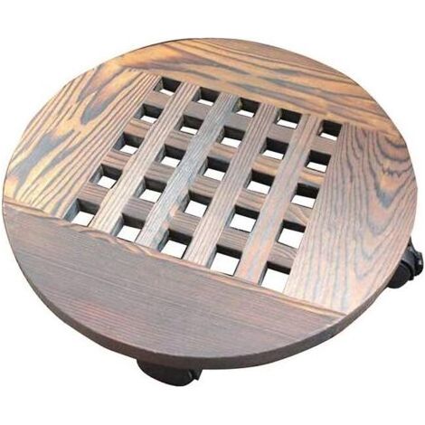 Support porte plantes en bois massif – Base mobile avec roulettes – Diamètre 25 cm – Finition non toxique et imperméable (1/5)