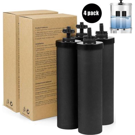 Lot de 4 filtres à eau par gravité – Charbon actif de noix de coco – Réduit contaminants 99,99% – Compatible systèmes Weeplow, Berkey, Doulton (1/5)