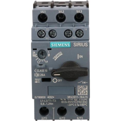 Disyuntor de motor 3P 1.4-2A 1NO 1R S00 3RV2011-1BA15
