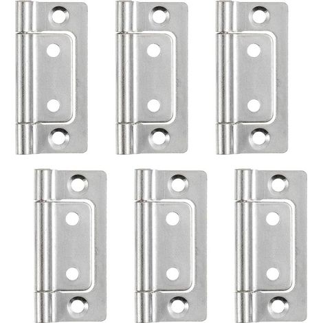 Lot de 6 charnières encastrées, 5,1 x 2,5 cm, charnières silencieuses, sans bruit, pour placard, tiroir, boîte, portes en bois (1/5)