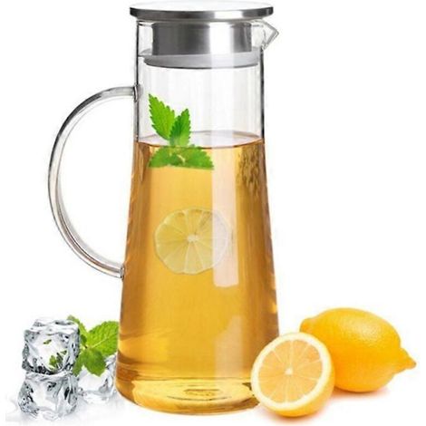 1,5 litre Glas Krug karaffe mit Deckel Eistee Krug Wasserkrug Heies Kaltes Wasser Eistee Wein Kaffee Milch und Saft Getrnkekaraffe wasserkaraffe (1/4)